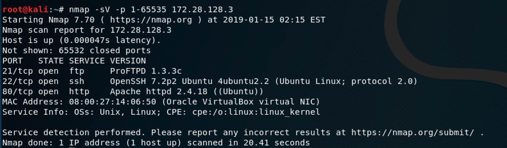 nmap results